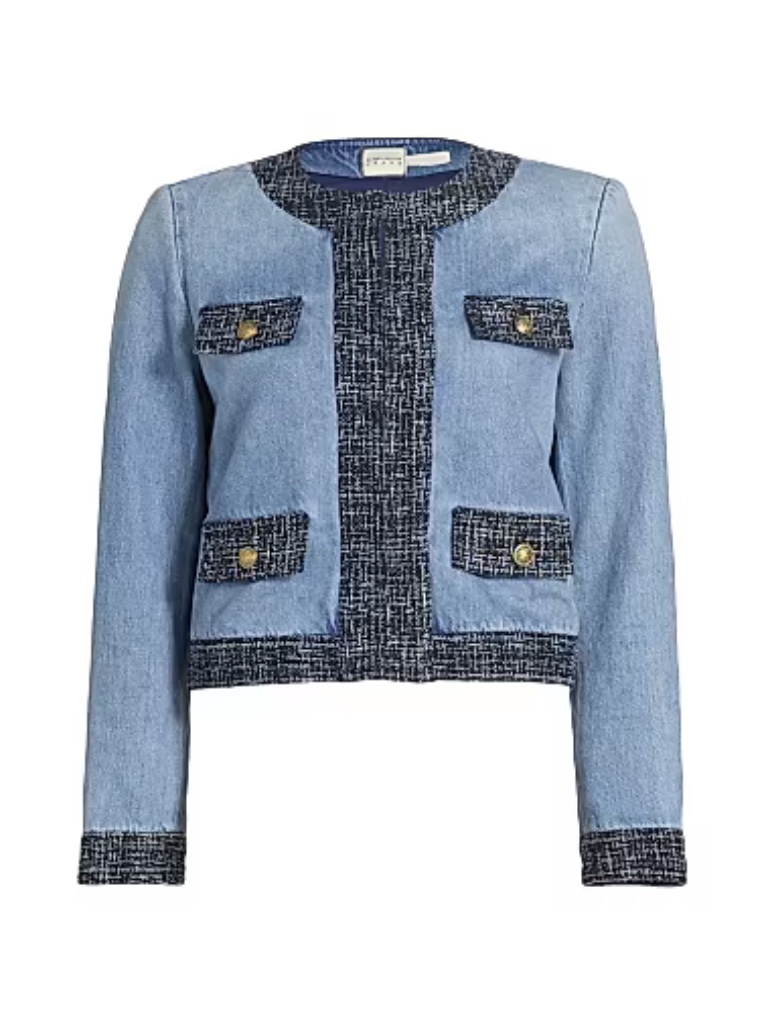 Alice + Olivia Landon Denim Cropped Jacket